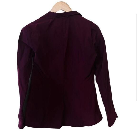 Lafayette 148 Top Size 4 Button Up Long Sleeve Pleated Burgundy - Picture 2 of 6